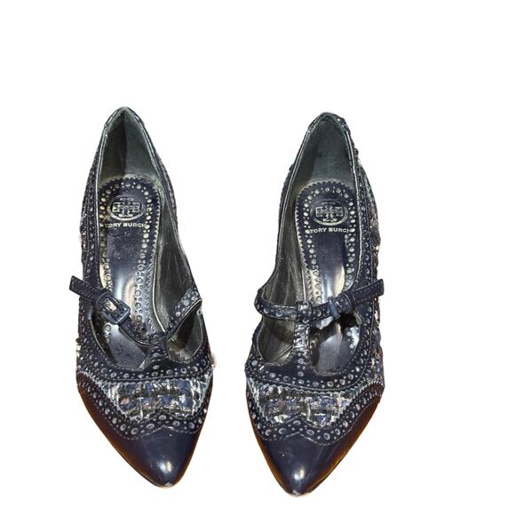 Tory Burch tweed and leather heels size 6.5 - Picture 1 of 8